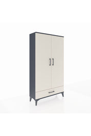 Arges Dolap 2 Raflı Tek Çekmeceli Tek Askılı 88x30x163 Antrasit-Aytaşı