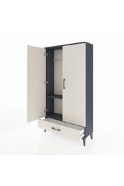 Arges Dolap 2 Raflı Tek Çekmeceli Tek Askılı 88x30x163 Antrasit-Aytaşı