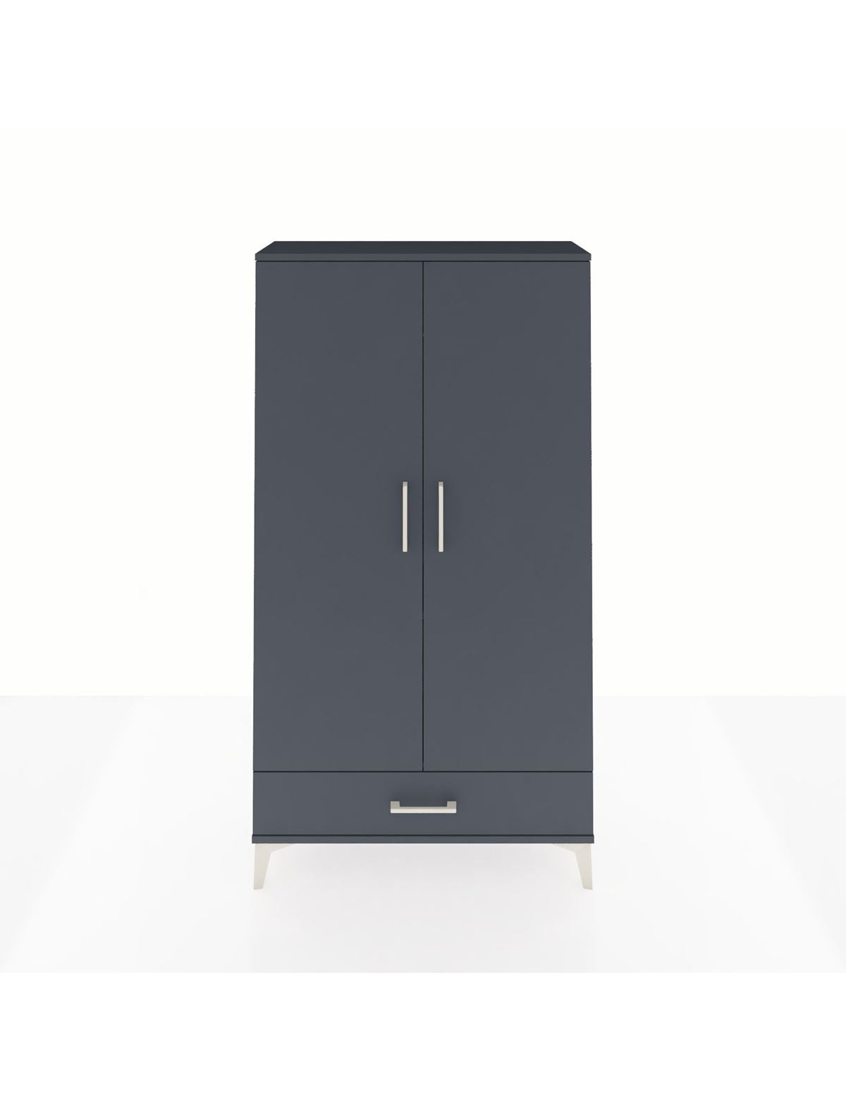 Arges Dolap 2 Raflı Tek Çekmeceli Tek Askılı 88x30x163 Antrasit-Antrasit