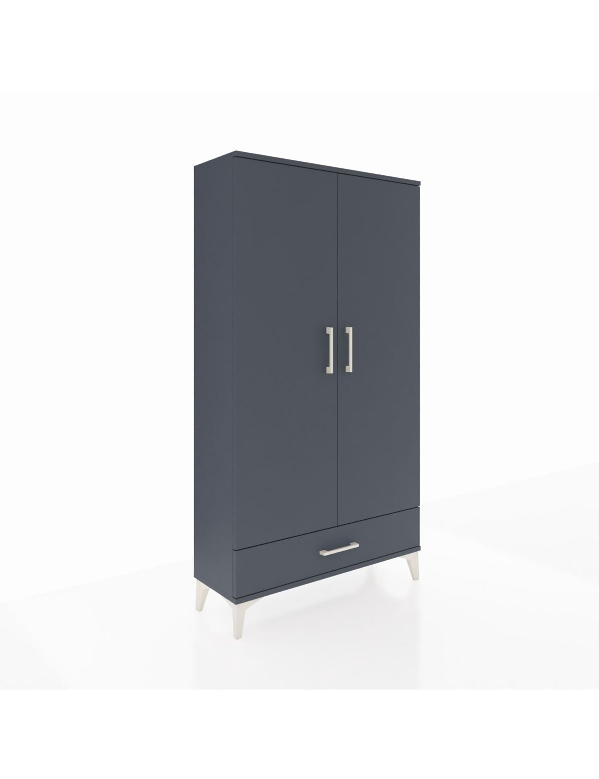 Arges Dolap 2 Raflı Tek Çekmeceli Tek Askılı 88x30x163 Antrasit-Antrasit