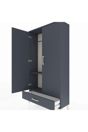 Arges Dolap 2 Raflı Tek Çekmeceli Tek Askılı 88x30x163 Antrasit-Antrasit