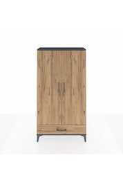 Arges Dolap 2 Raflı Tek Çekmeceli Tek Askılı 88x30x163 Antrasit-Çam