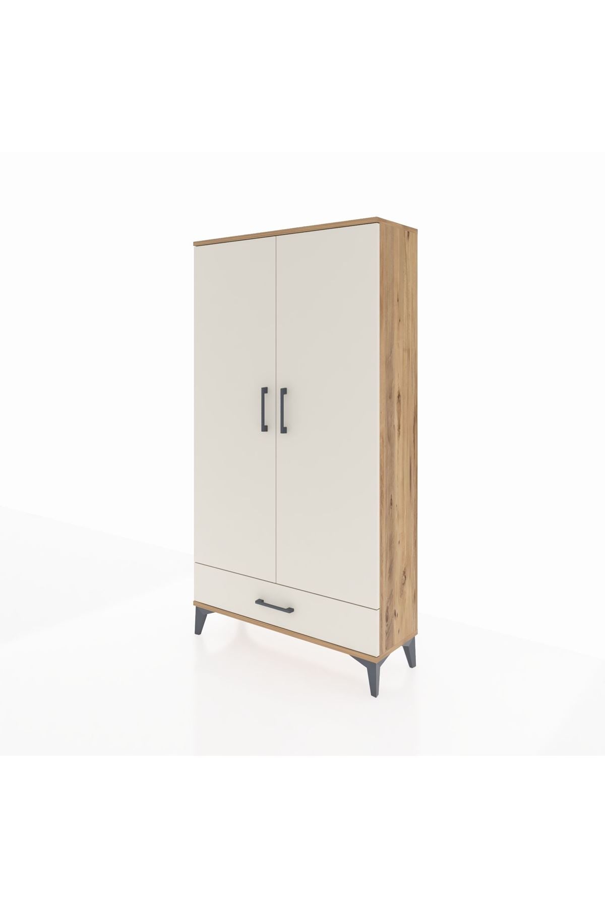 Arges Dolap 2 Raflı Tek Çekmeceli Tek Askılı 88x30x163 Çam-Aytaşı