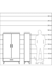 Arges Dolap 2 Raflı Tek Çekmeceli Tek Askılı 88x30x163 Çam-Aytaşı