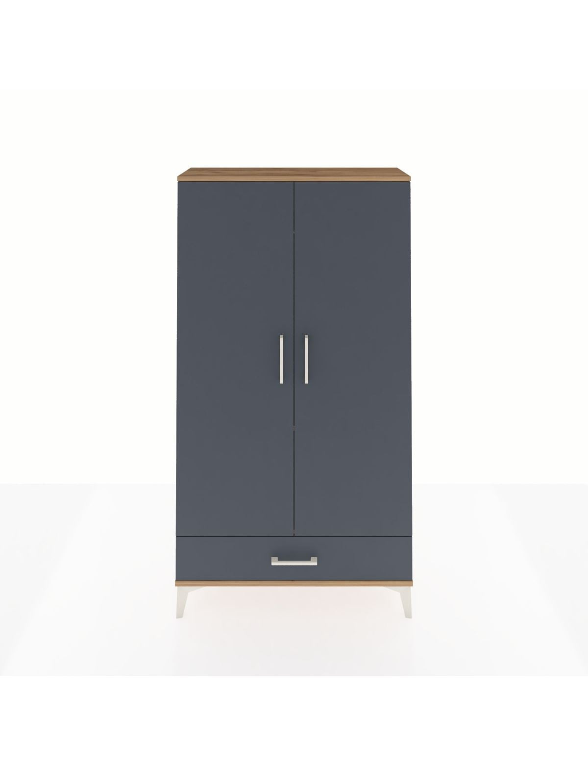 Arges Dolap 2 Raflı Tek Çekmeceli Tek Askılı 88x30x163 Çam-Antrasit