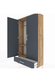 Arges Dolap 2 Raflı Tek Çekmeceli Tek Askılı 88x30x163 Çam-Antrasit