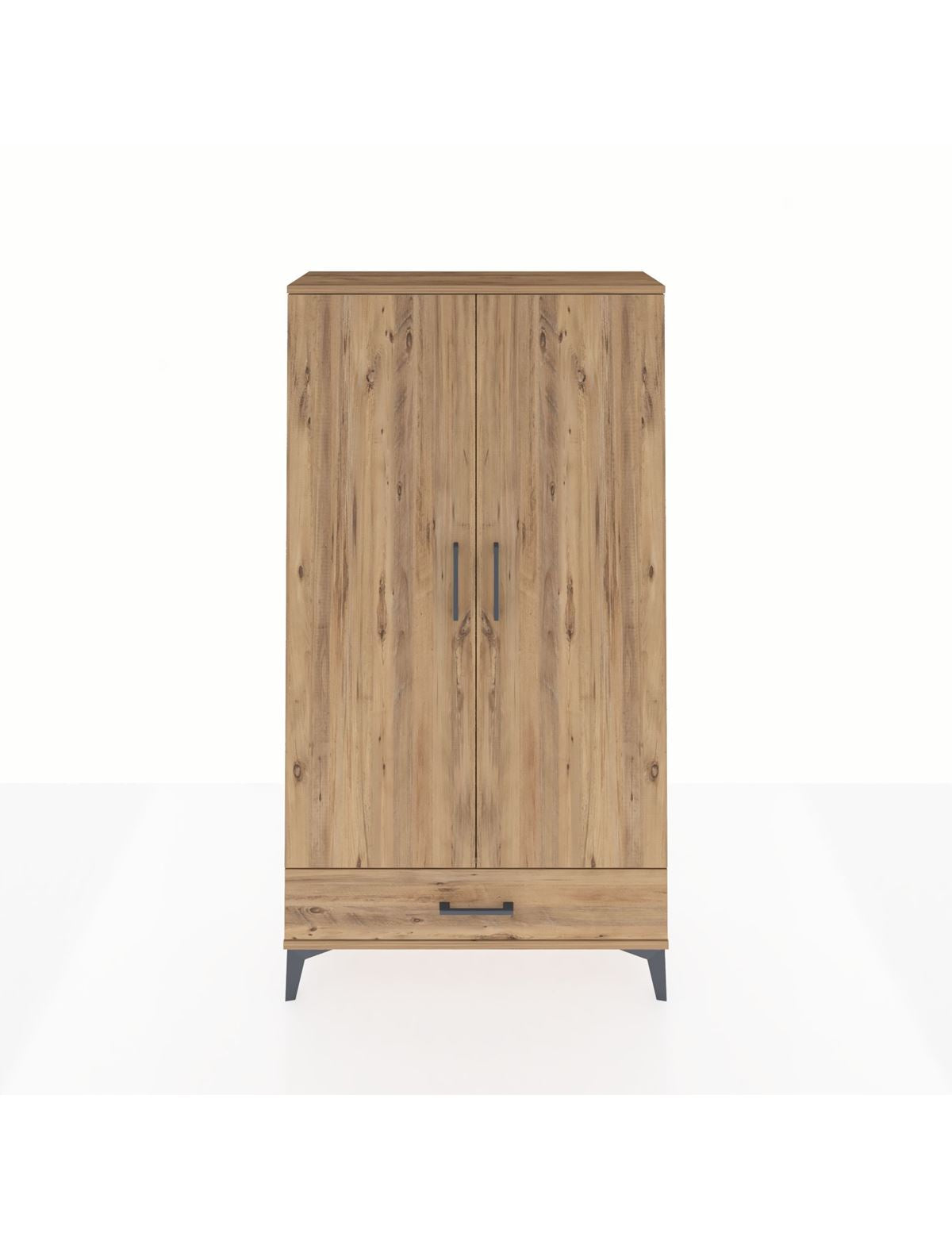 Arges Dolap 2 Raflı Tek Çekmeceli Tek Askılı 88x30x163 Çam-Çam