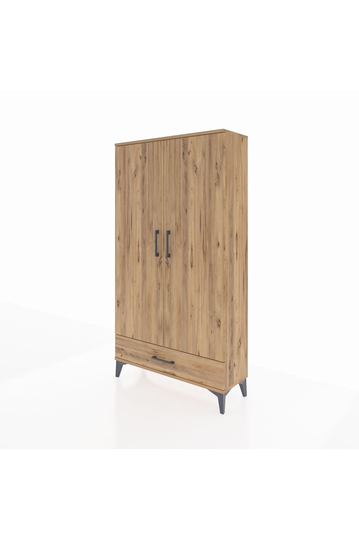 Arges Dolap 2 Raflı Tek Çekmeceli Tek Askılı 88x30x163 Çam-Çam