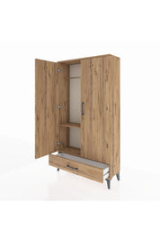 Arges Dolap 2 Raflı Tek Çekmeceli Tek Askılı 88x30x163 Çam-Çam