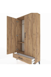 Arges Dolap 2 Raflı Tek Çekmeceli Tek Askılı 88x30x163 Çam-Çam