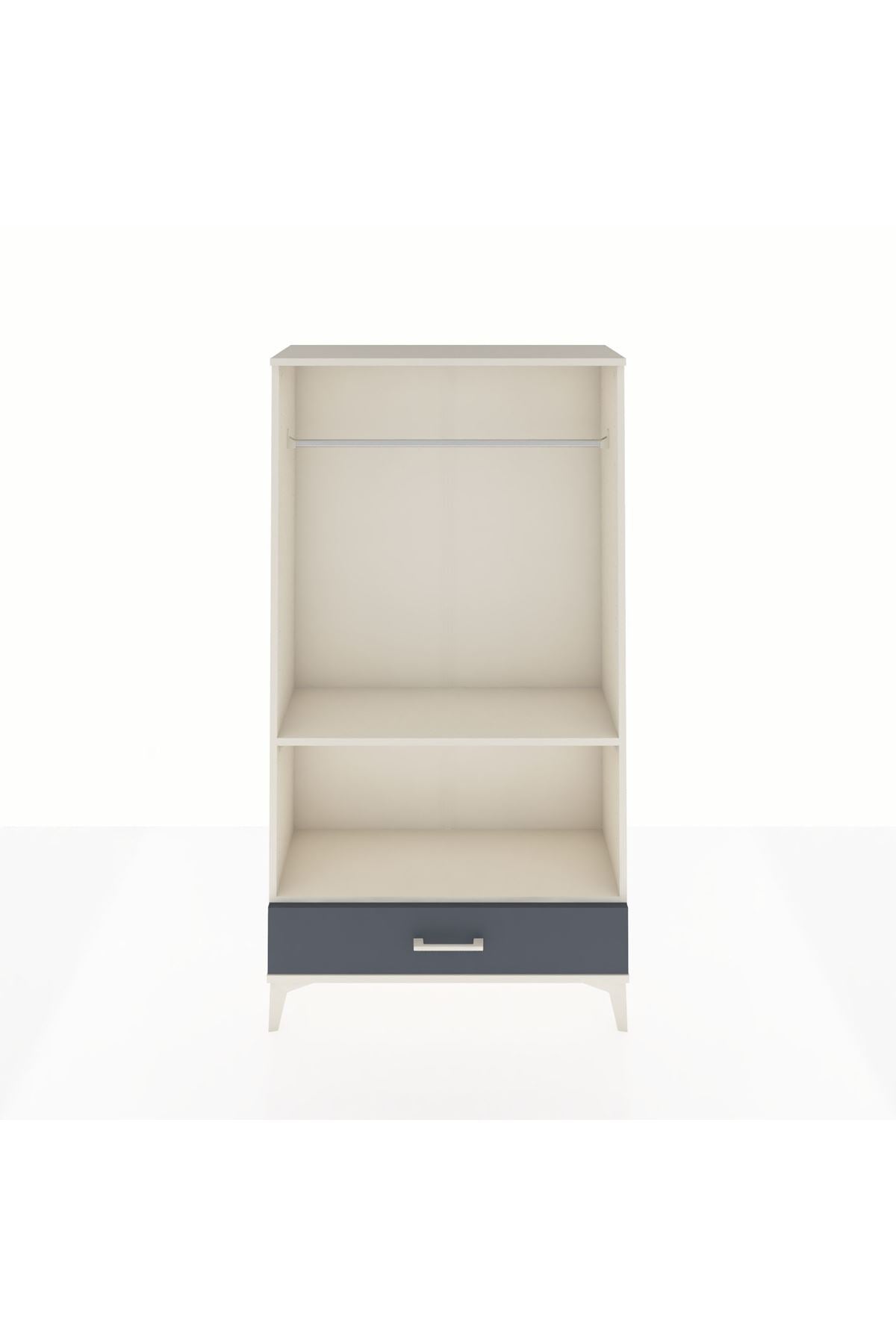 Arges Dolap 2 Raflı Tek Çekmeceli Tek Askılı 88x30x163 Aytaşı-Antrasit