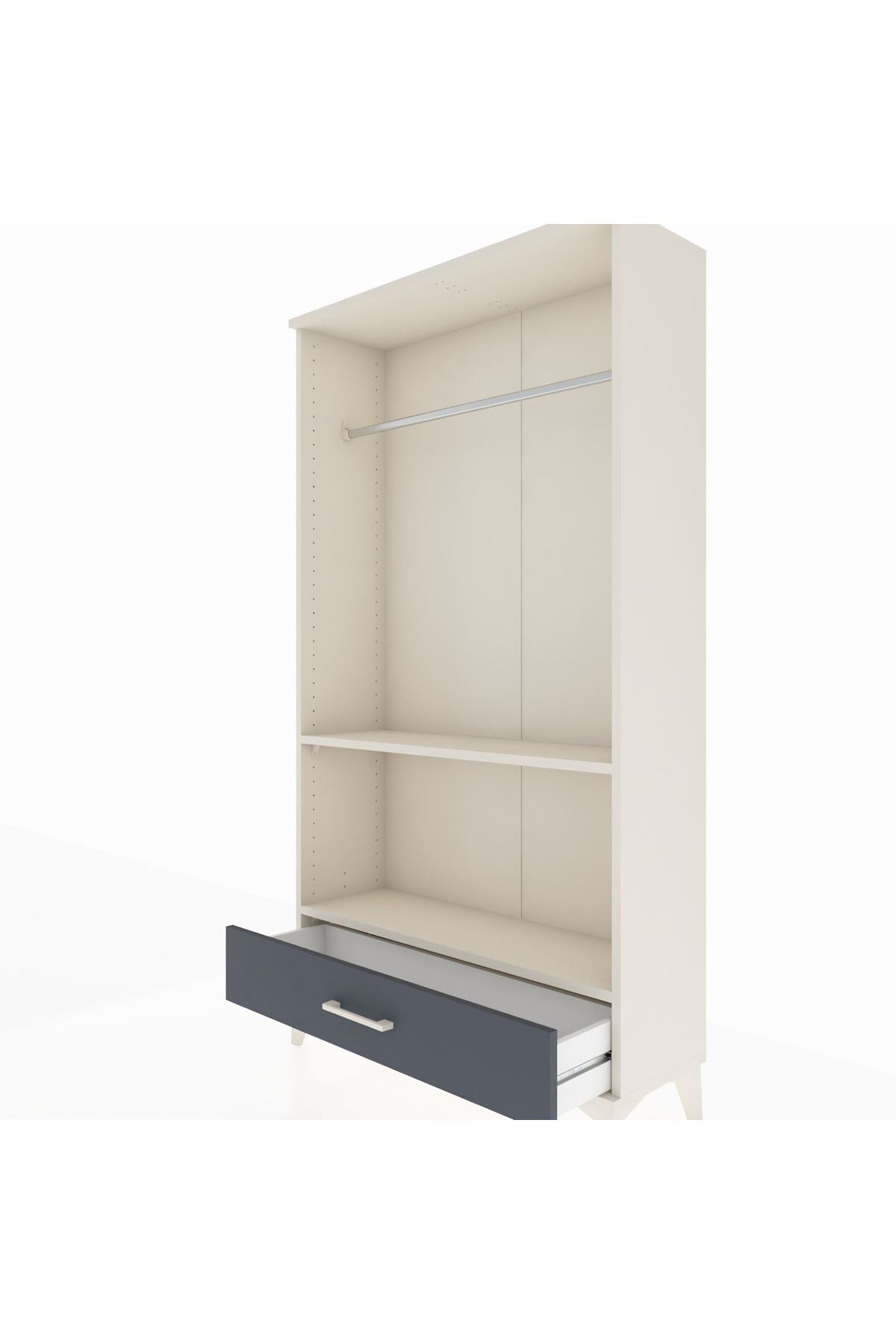 Arges Dolap 2 Raflı Tek Çekmeceli Tek Askılı 88x30x163 Aytaşı-Antrasit