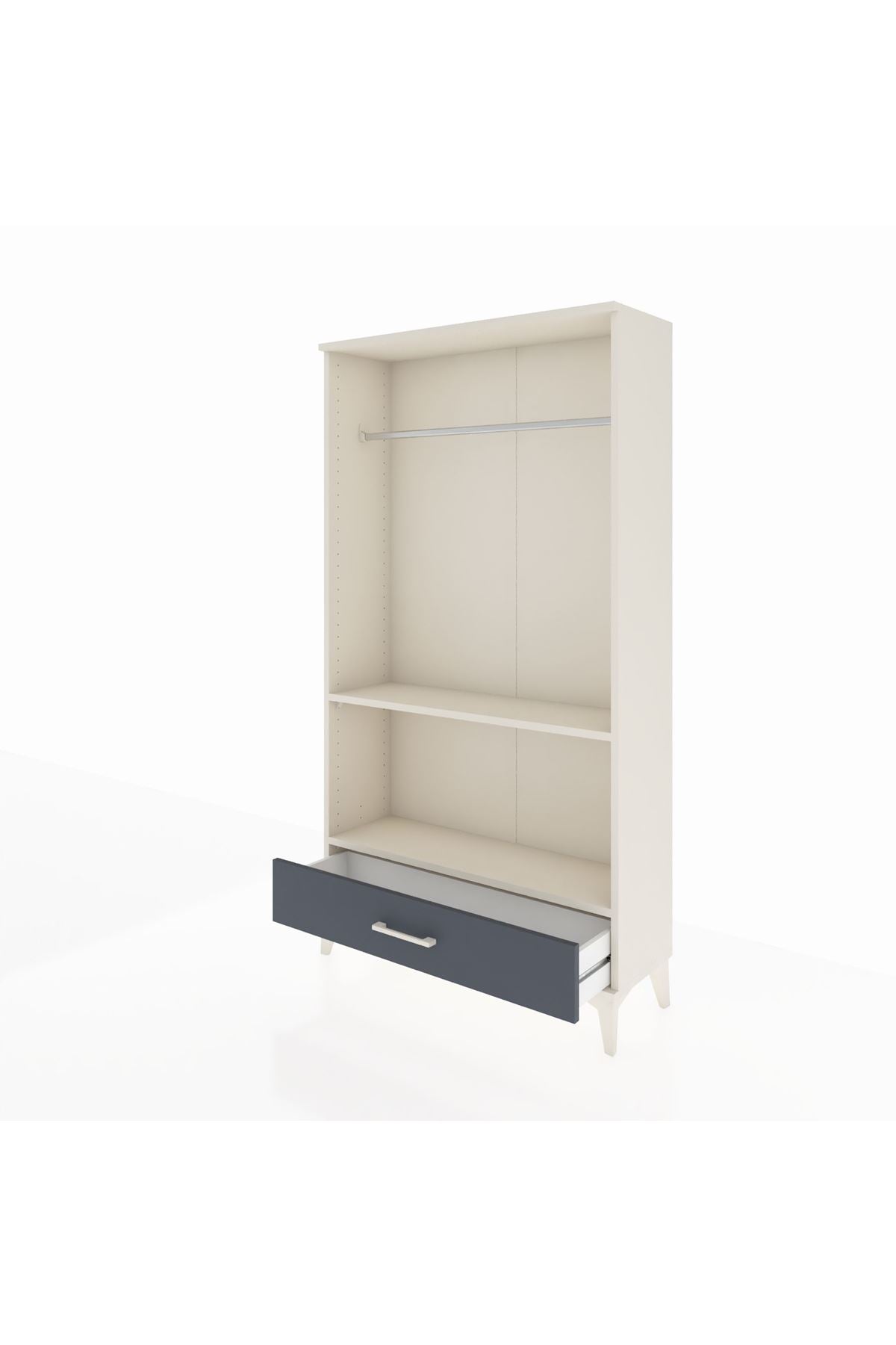 Arges Dolap 2 Raflı Tek Çekmeceli Tek Askılı 88x30x163 Aytaşı-Antrasit