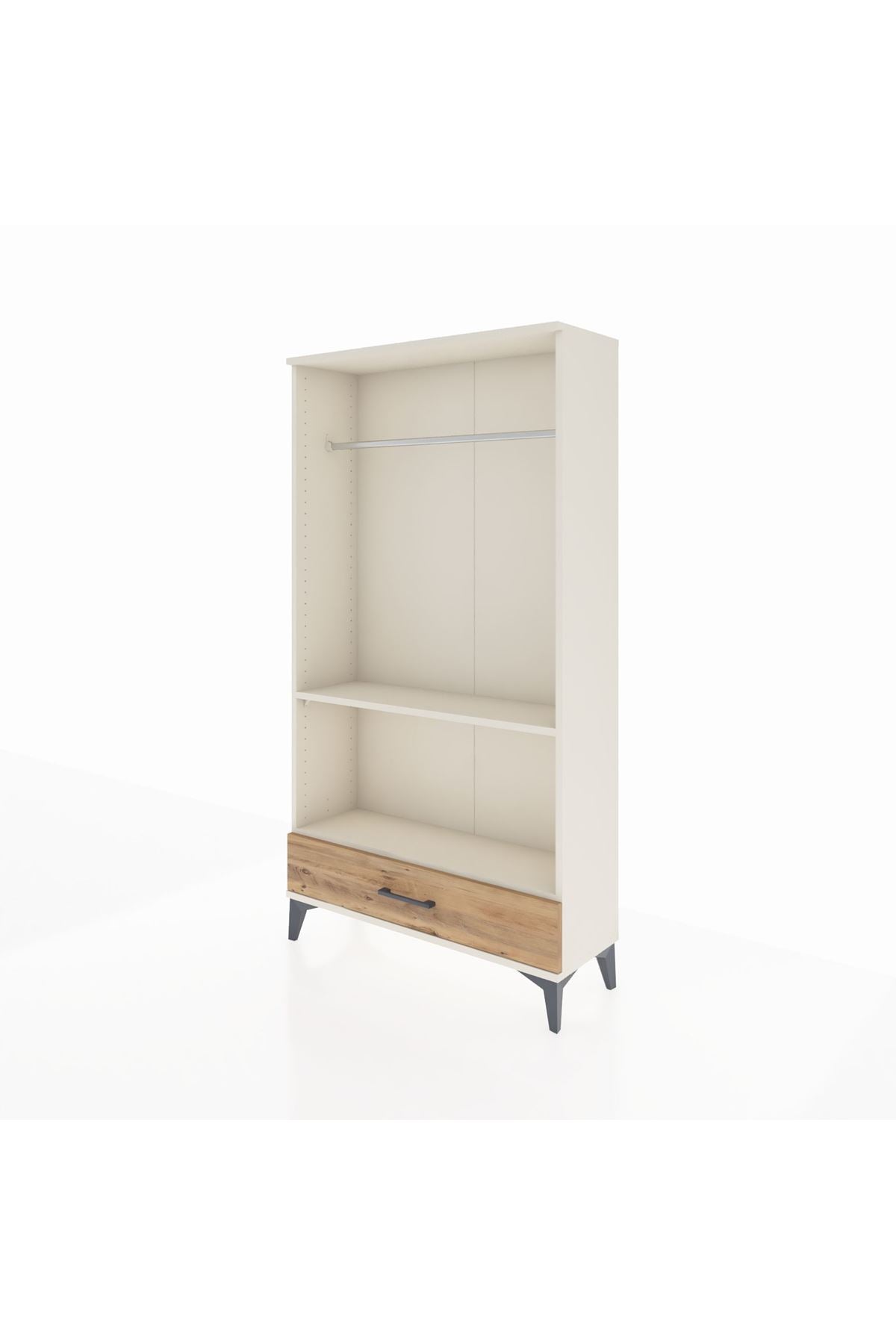 Arges Dolap 2 Raflı Tek Çekmeceli Tek Askılı 88x30x163 Aytaşı-Çam