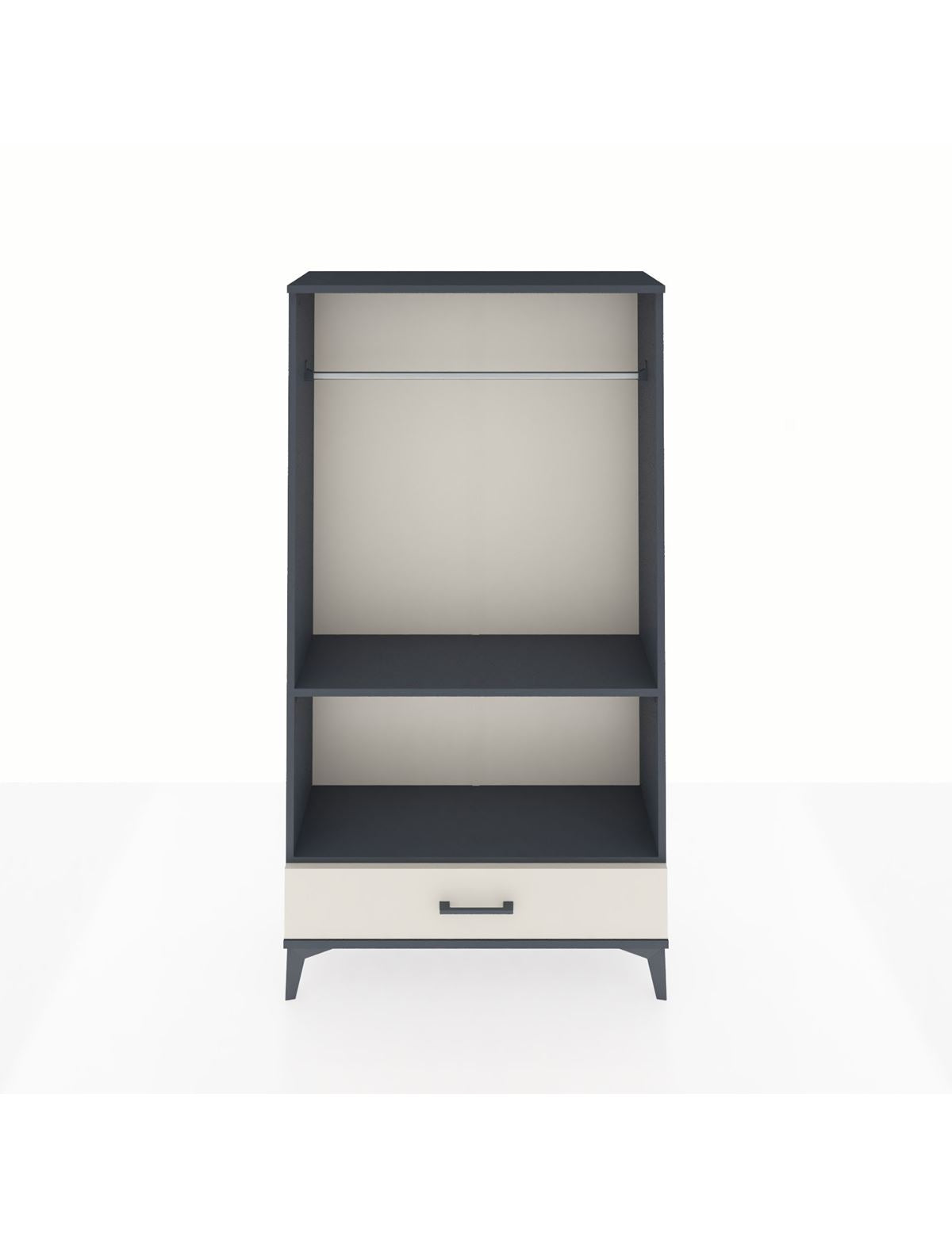 Arges Dolap 2 Raflı Tek Çekmeceli Tek Askılı 88x30x163 Antrasit-Aytaşı