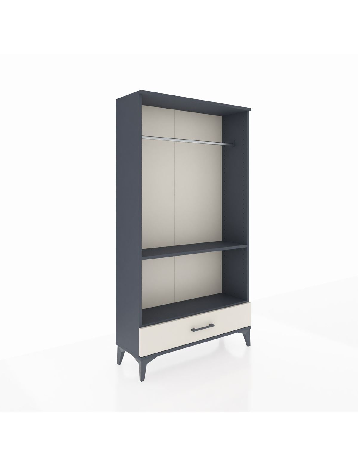 Arges Dolap 2 Raflı Tek Çekmeceli Tek Askılı 88x30x163 Antrasit-Aytaşı