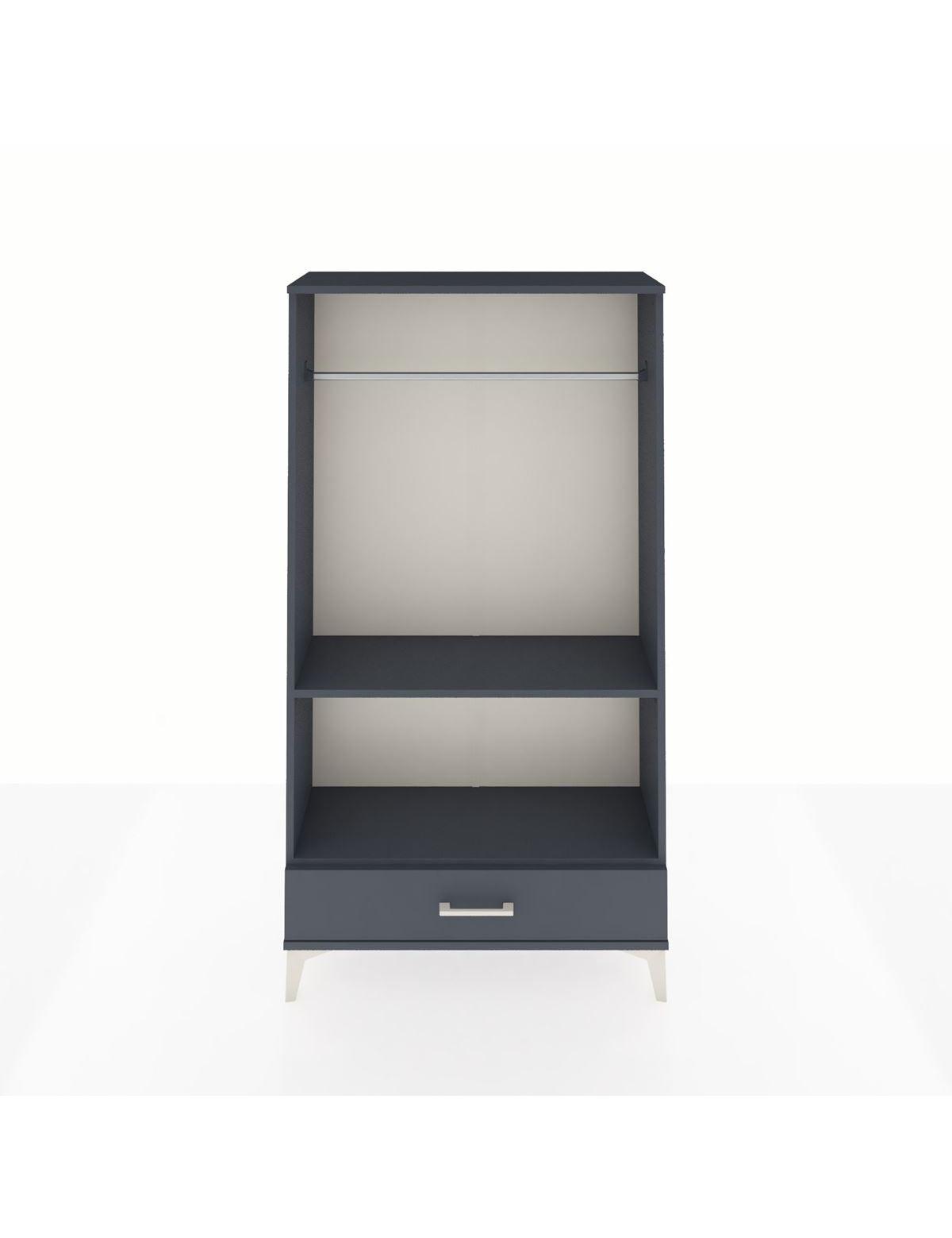 Arges Dolap 2 Raflı Tek Çekmeceli Tek Askılı 88x30x163 Antrasit-Antrasit