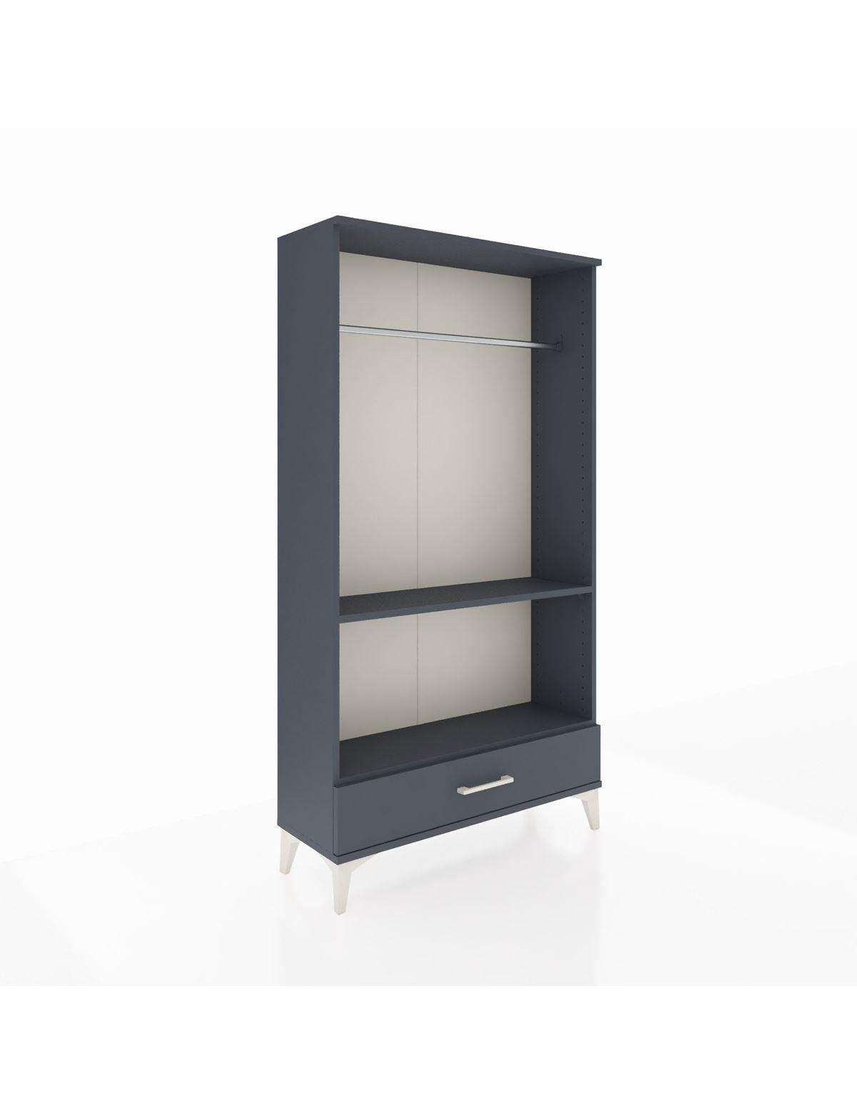 Arges Dolap 2 Raflı Tek Çekmeceli Tek Askılı 88x30x163 Antrasit-Antrasit