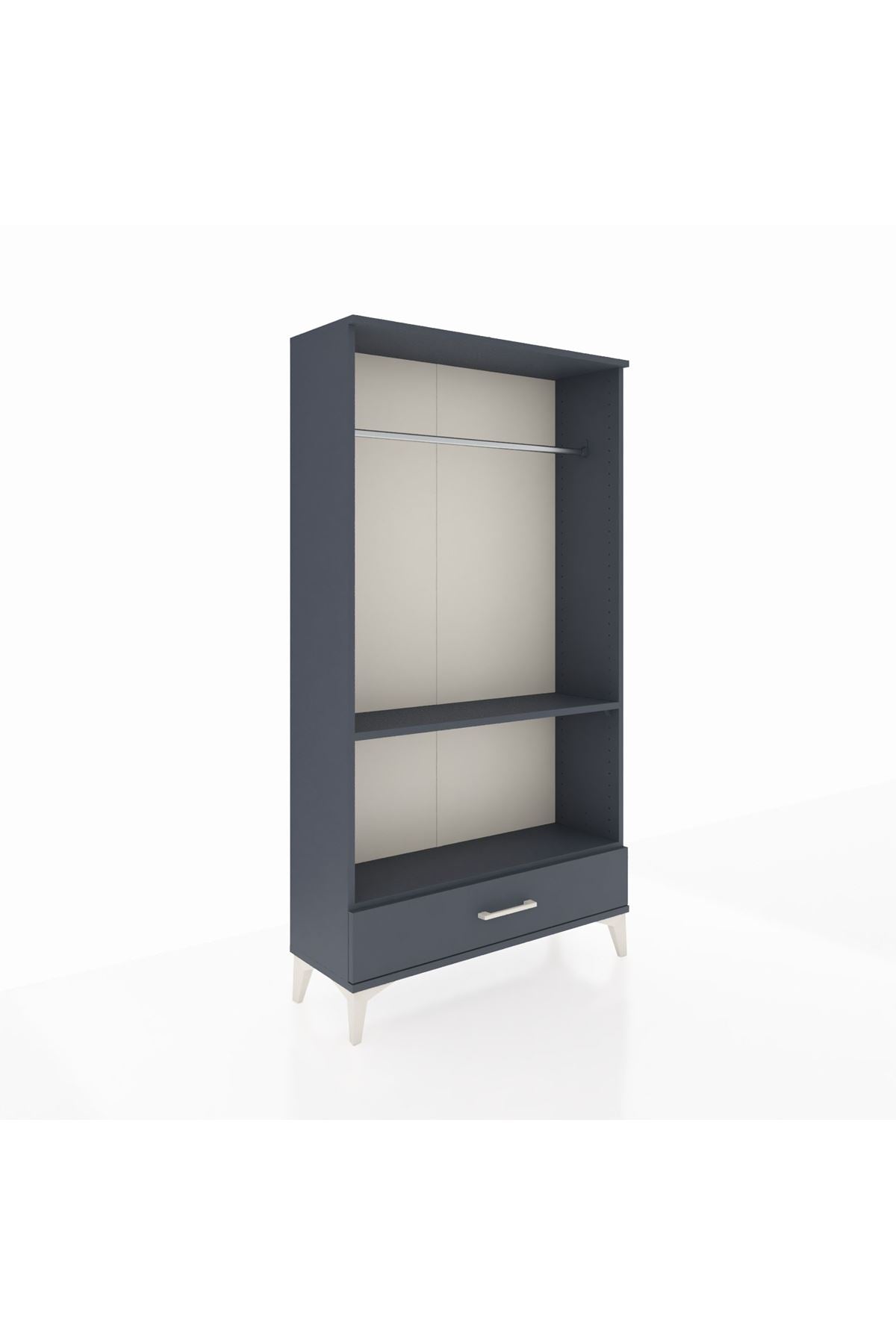 Arges Dolap 2 Raflı Tek Çekmeceli Tek Askılı 88x30x163 Antrasit-Antrasit