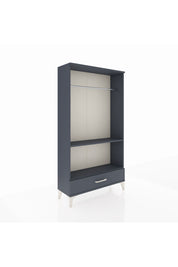 Arges Dolap 2 Raflı Tek Çekmeceli Tek Askılı 88x30x163 Antrasit-Antrasit