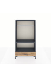 Arges Dolap 2 Raflı Tek Çekmeceli Tek Askılı 88x30x163 Antrasit-Çam