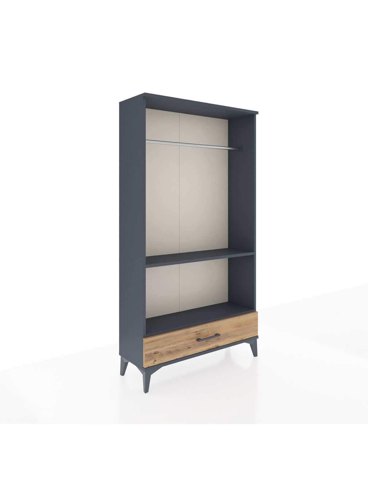 Arges Dolap 2 Raflı Tek Çekmeceli Tek Askılı 88x30x163 Antrasit-Çam