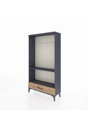 Arges Dolap 2 Raflı Tek Çekmeceli Tek Askılı 88x30x163 Antrasit-Çam