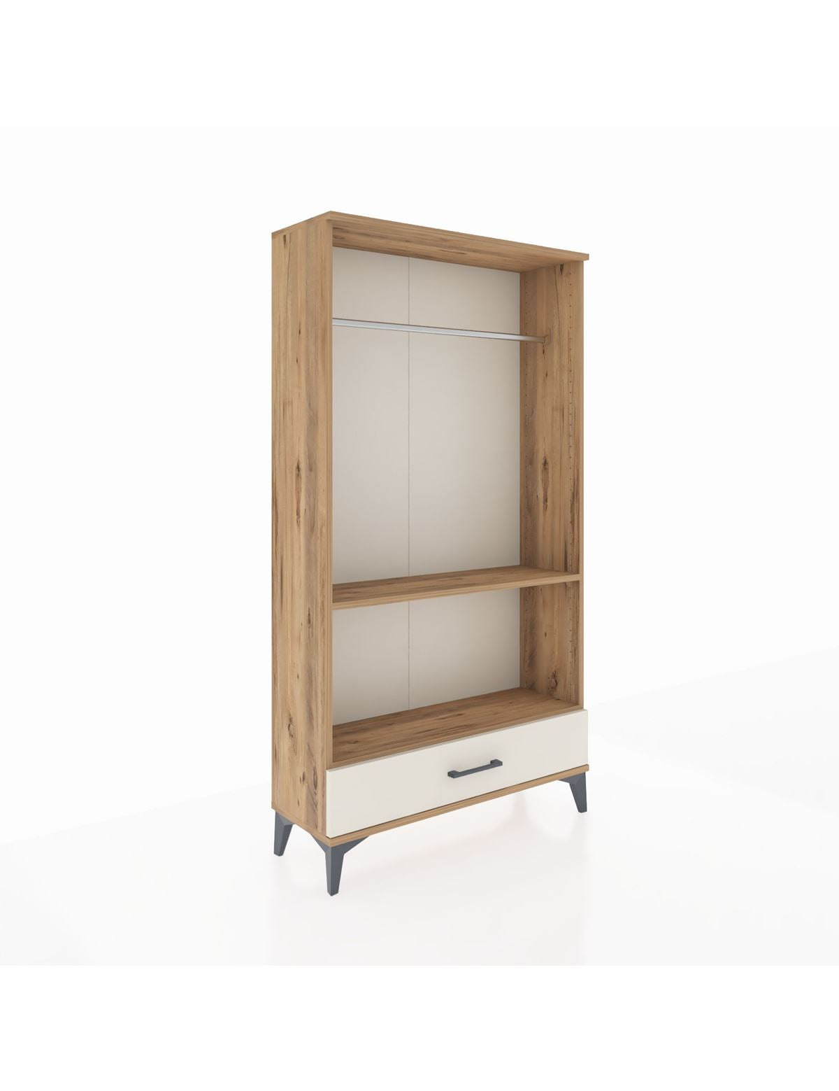 Arges Dolap 2 Raflı Tek Çekmeceli Tek Askılı 88x30x163 Çam-Aytaşı