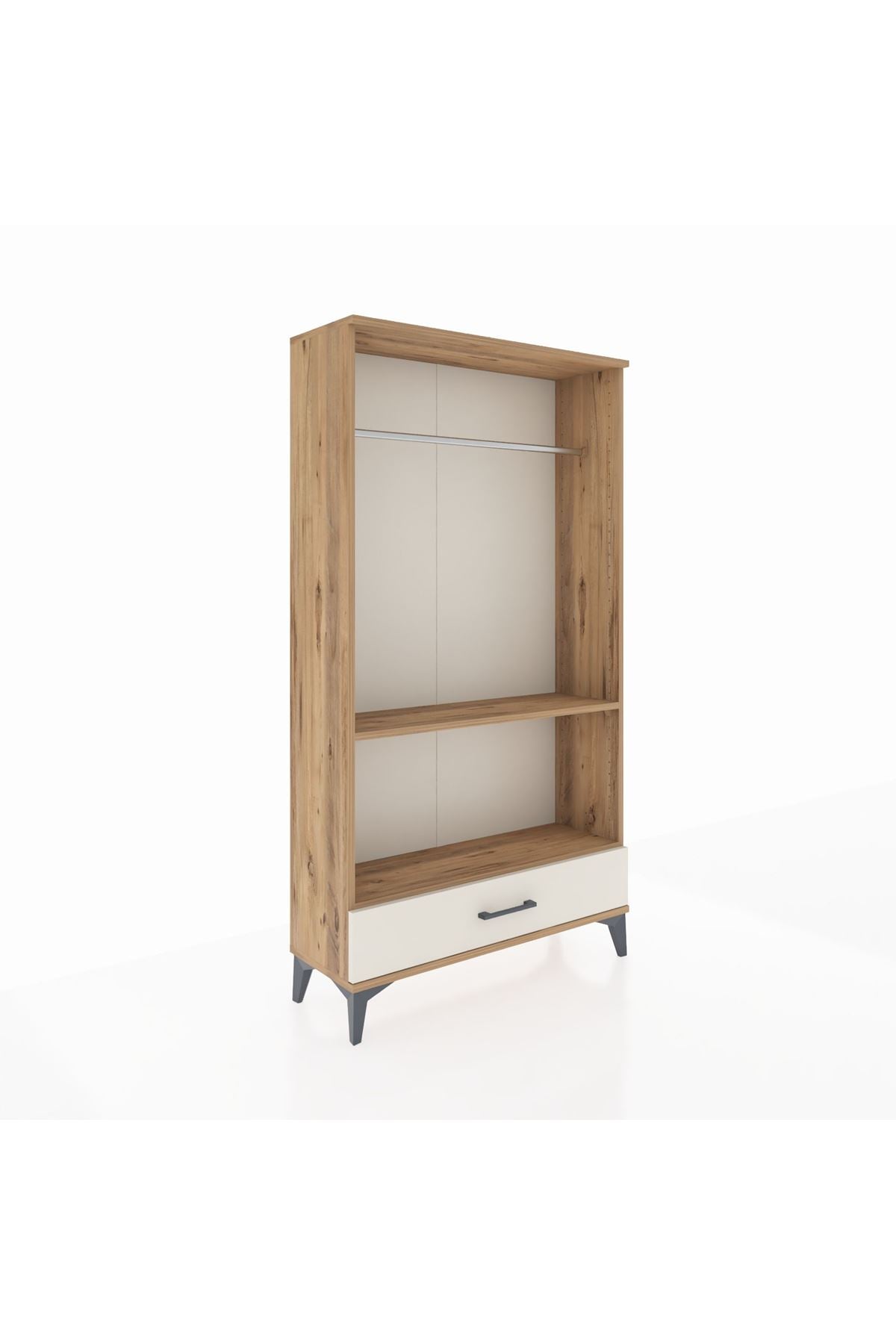 Arges Dolap 2 Raflı Tek Çekmeceli Tek Askılı 88x30x163 Çam-Aytaşı
