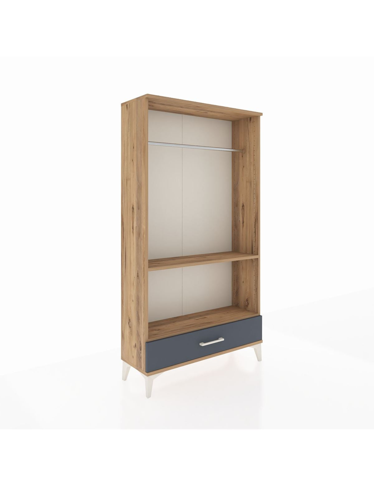 Arges Dolap 2 Raflı Tek Çekmeceli Tek Askılı 88x30x163 Çam-Antrasit