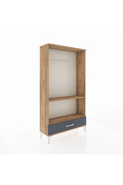 Arges Dolap 2 Raflı Tek Çekmeceli Tek Askılı 88x30x163 Çam-Antrasit