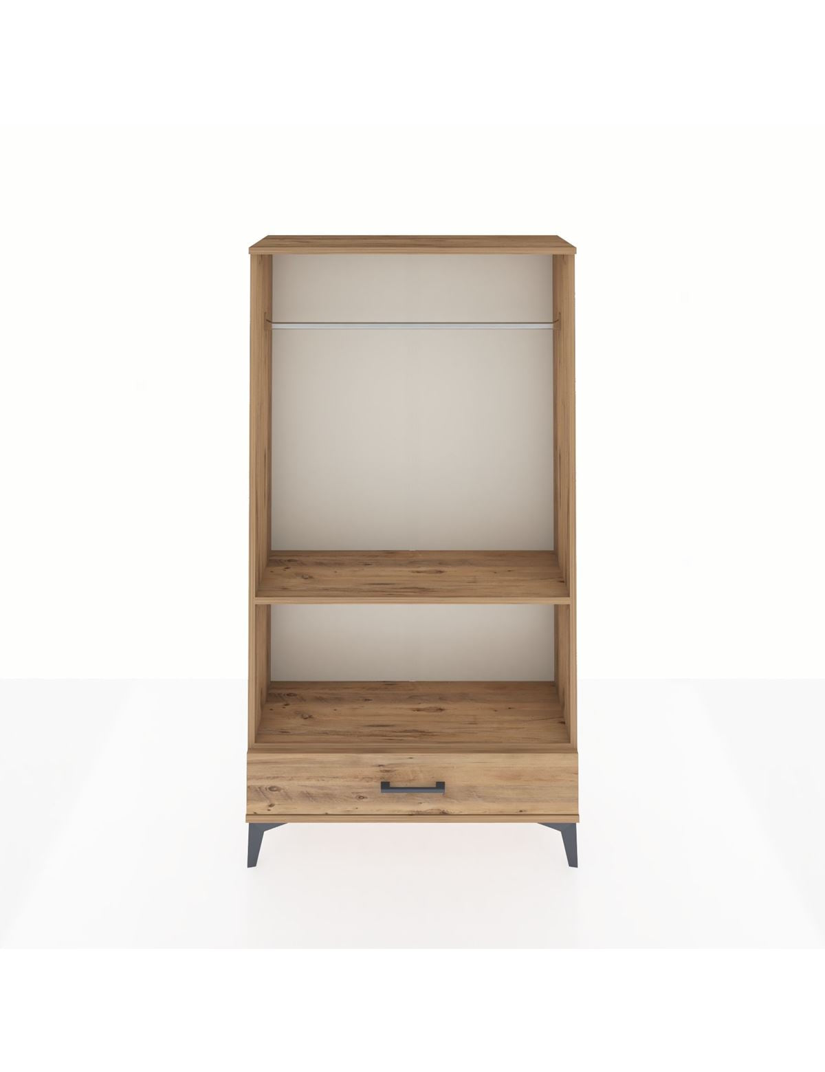 Arges Dolap 2 Raflı Tek Çekmeceli Tek Askılı 88x30x163 Çam-Çam