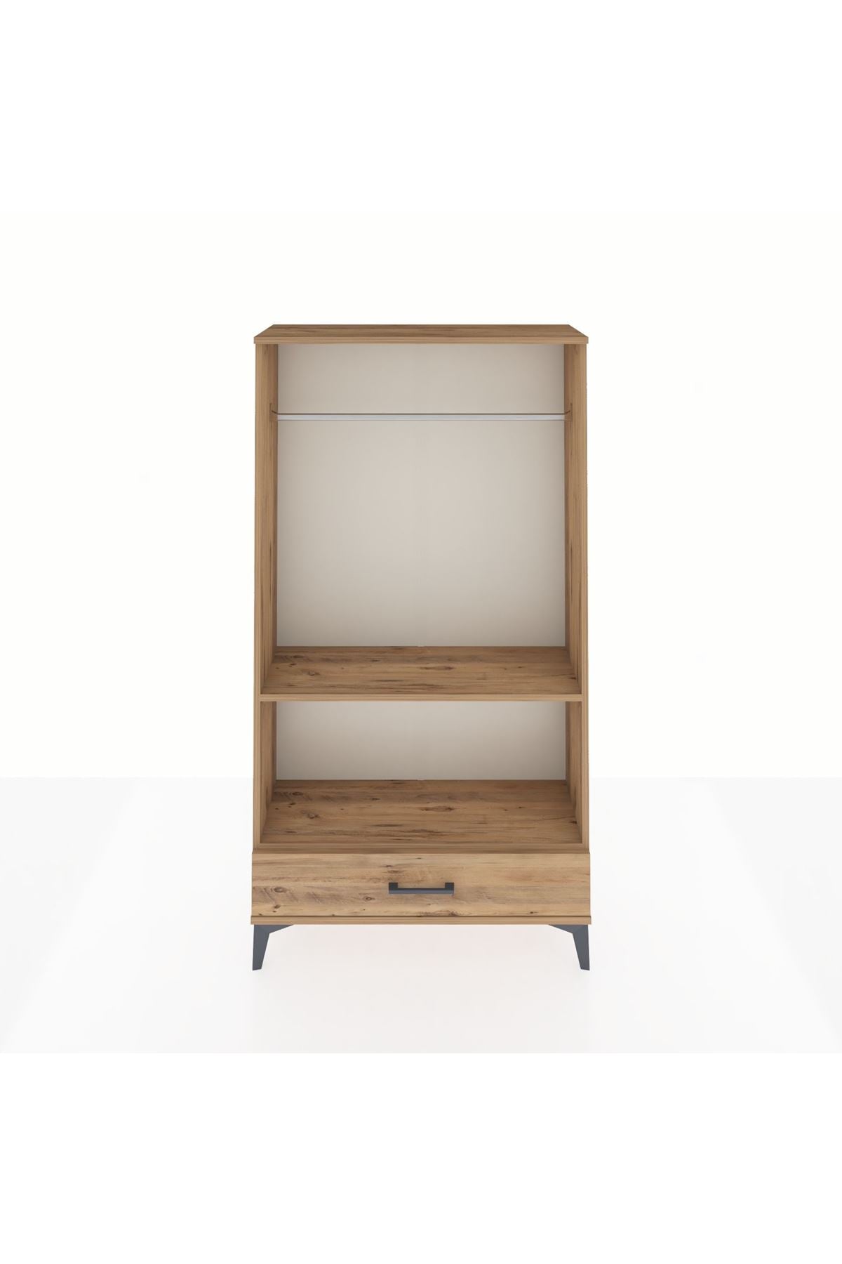 Arges Dolap 2 Raflı Tek Çekmeceli Tek Askılı 88x30x163 Çam-Çam