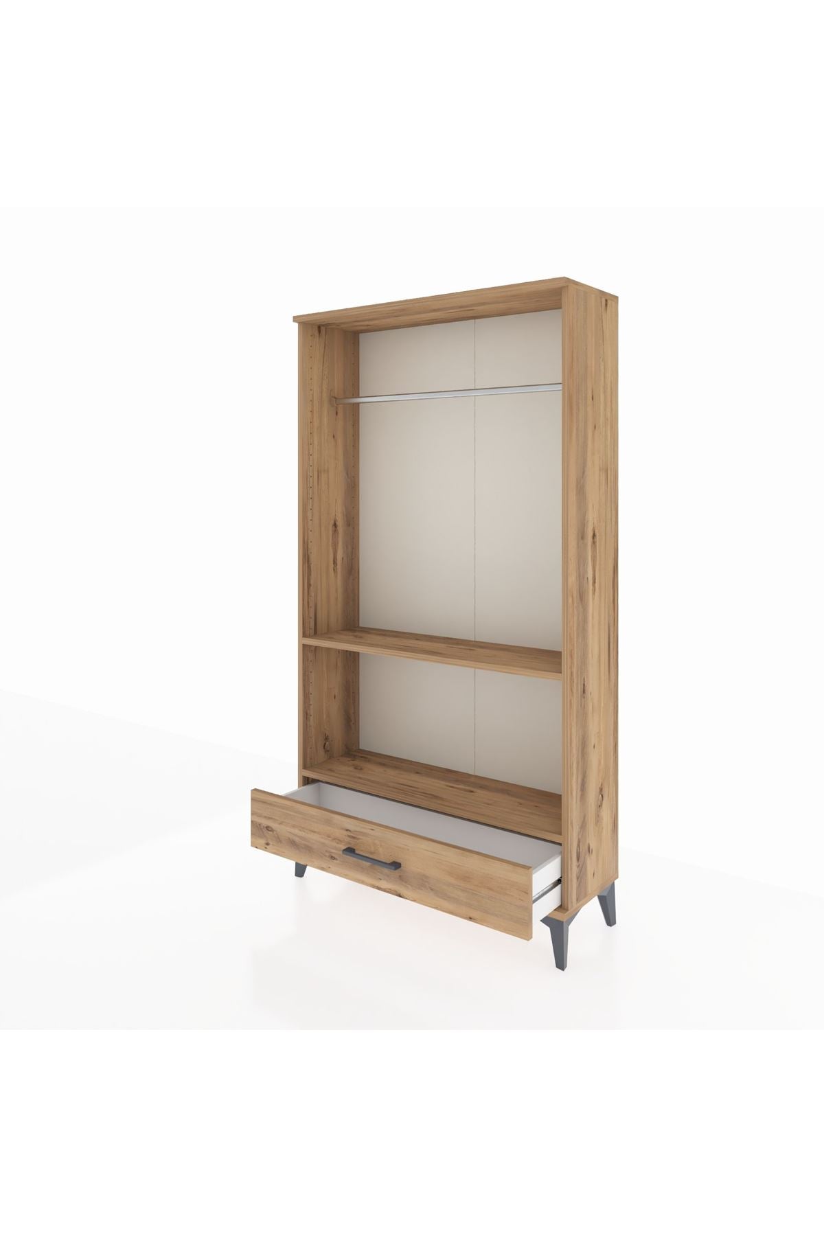 Arges Dolap 2 Raflı Tek Çekmeceli Tek Askılı 88x30x163 Çam-Çam