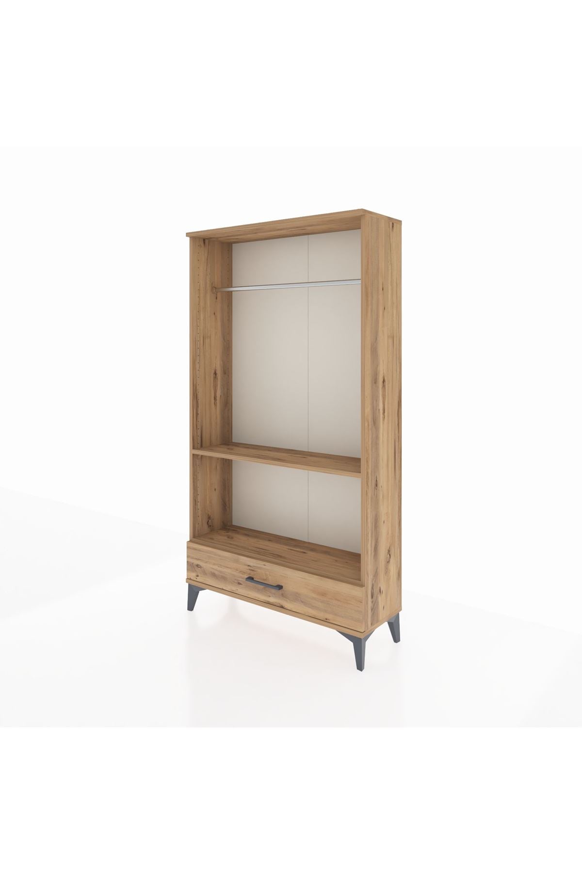 Arges Dolap 2 Raflı Tek Çekmeceli Tek Askılı 88x30x163 Çam-Çam