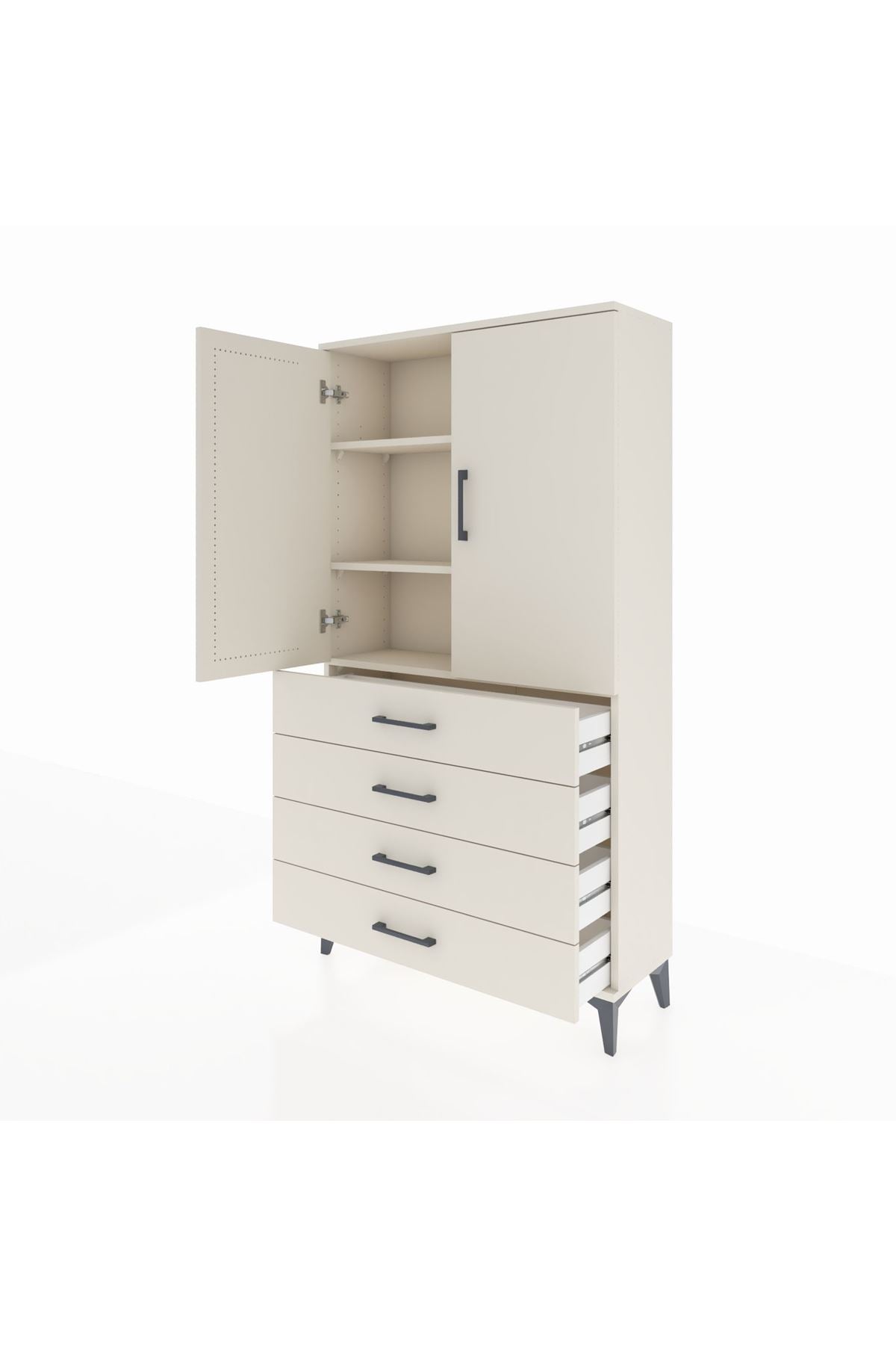 Arges Dolap 3 Raflı 4 Çekmeceli 2 Kapaklı 88x30x163 Aytaşı-Aytaşı