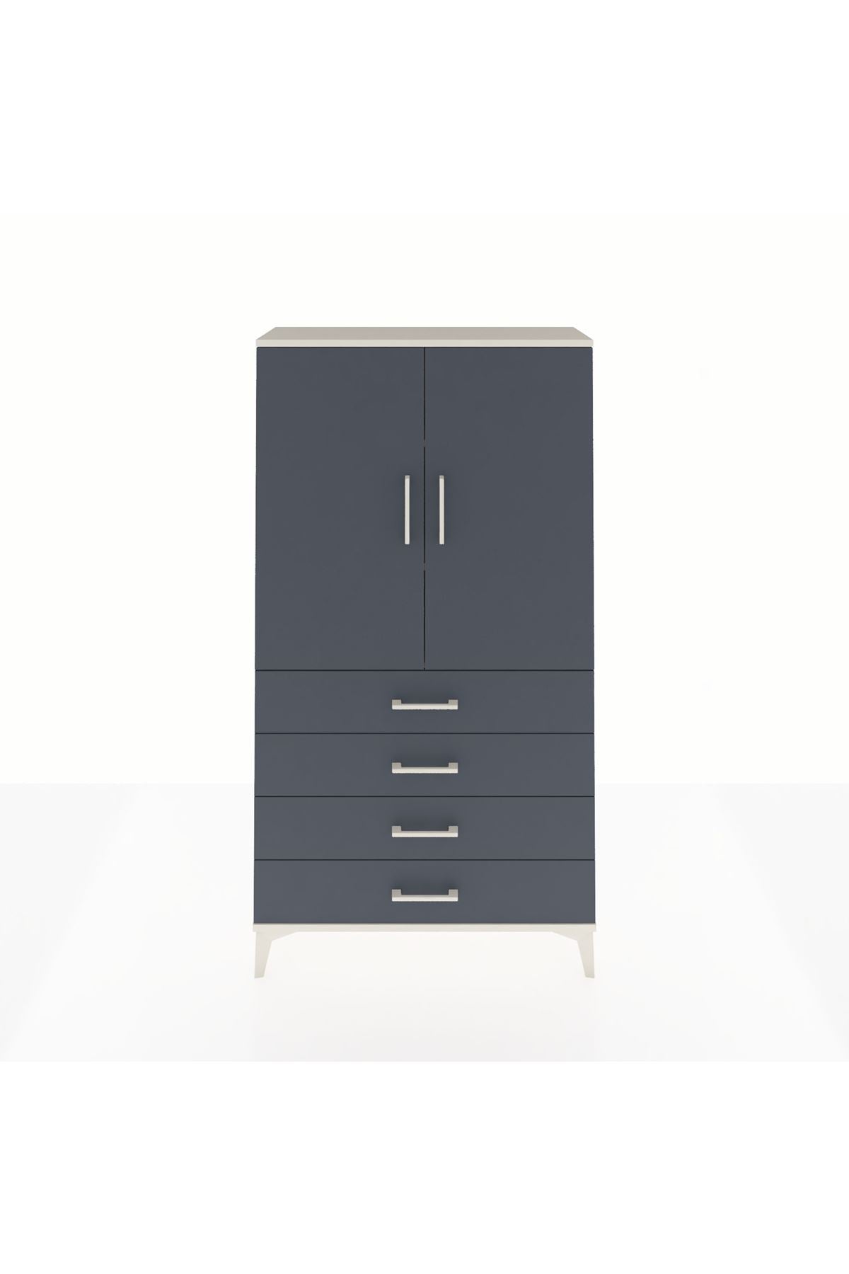 Arges Dolap 3 Raflı 4 Çekmeceli 2 Kapaklı 88x30x163 Aytaşı-Antrasit