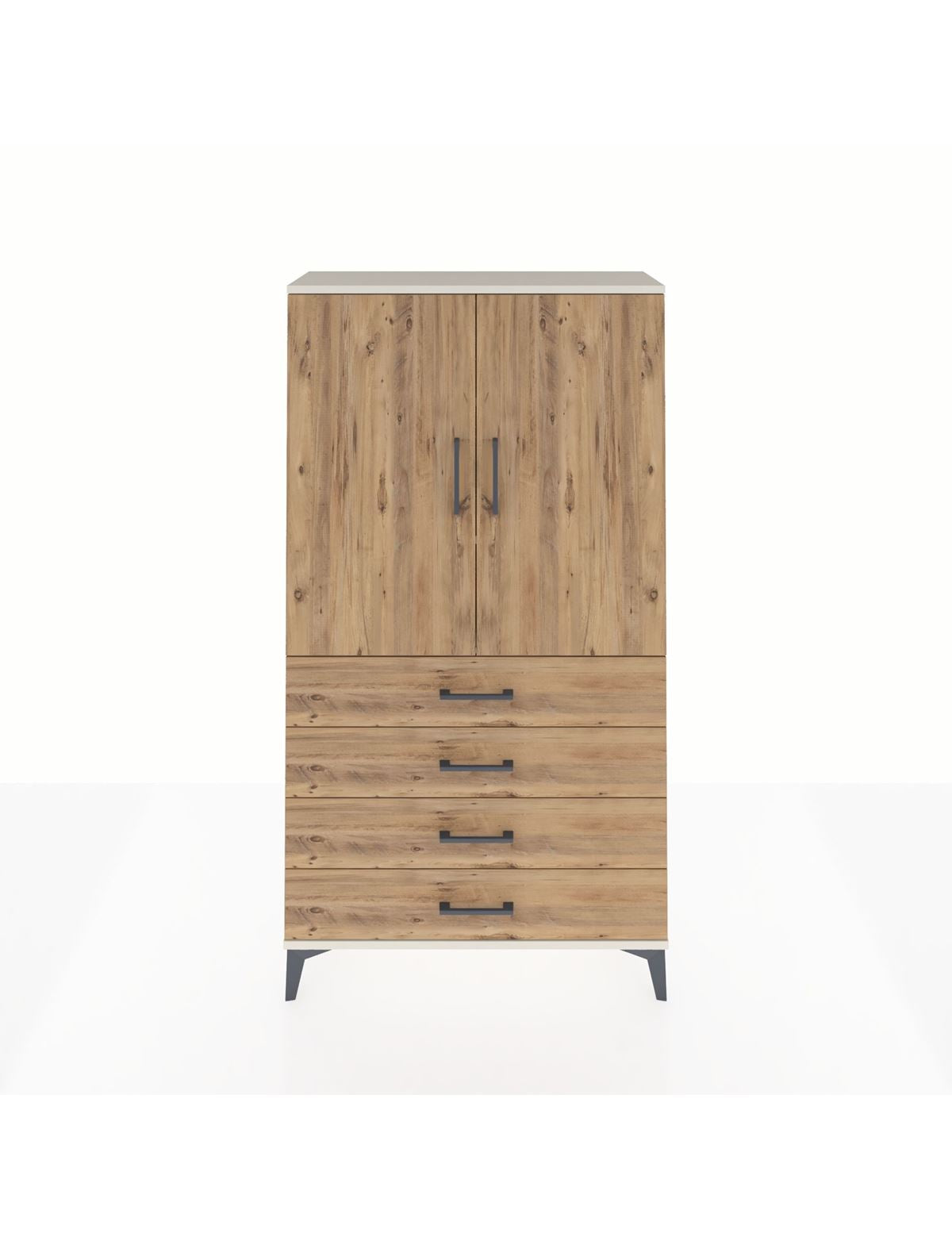 Arges Dolap 3 Raflı 4 Çekmeceli 2 Kapaklı 88x30x163 Aytaşı-Çam