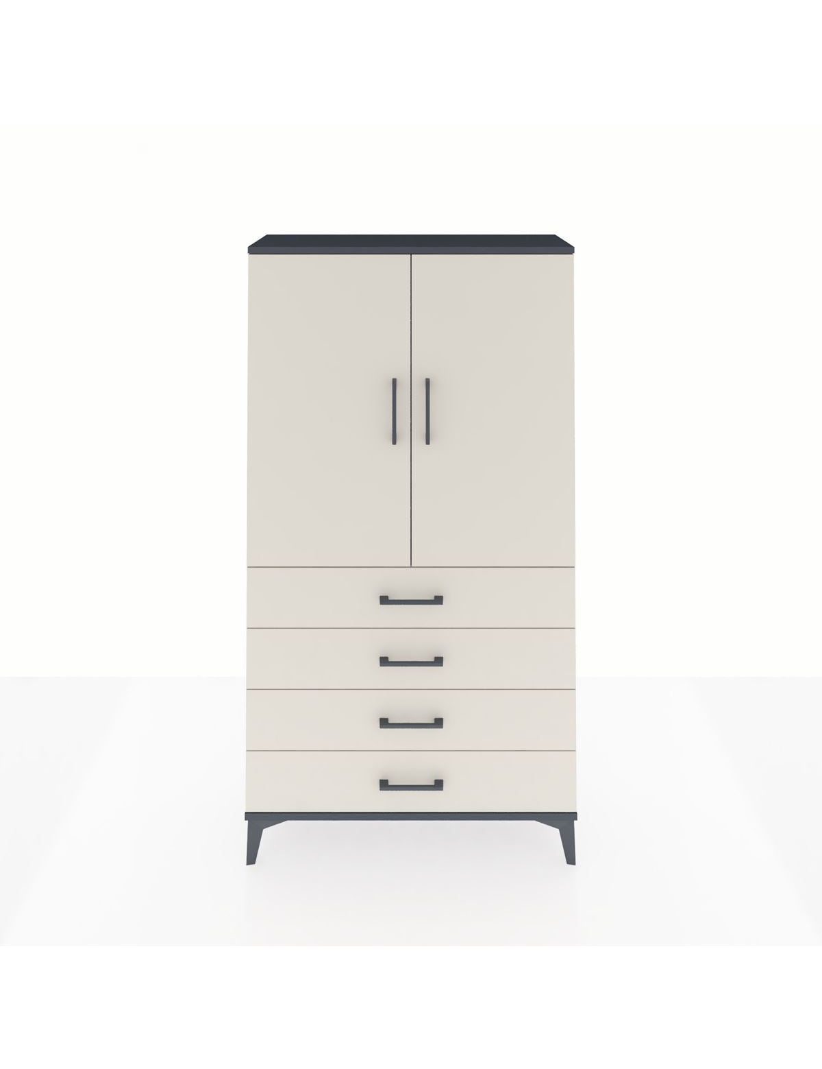 Arges Dolap 3 Raflı 4 Çekmeceli 2 Kapaklı 88x30x163 Antrasit-Aytaşı