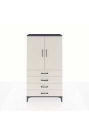 Arges Dolap 3 Raflı 4 Çekmeceli 2 Kapaklı 88x30x163 Antrasit-Aytaşı