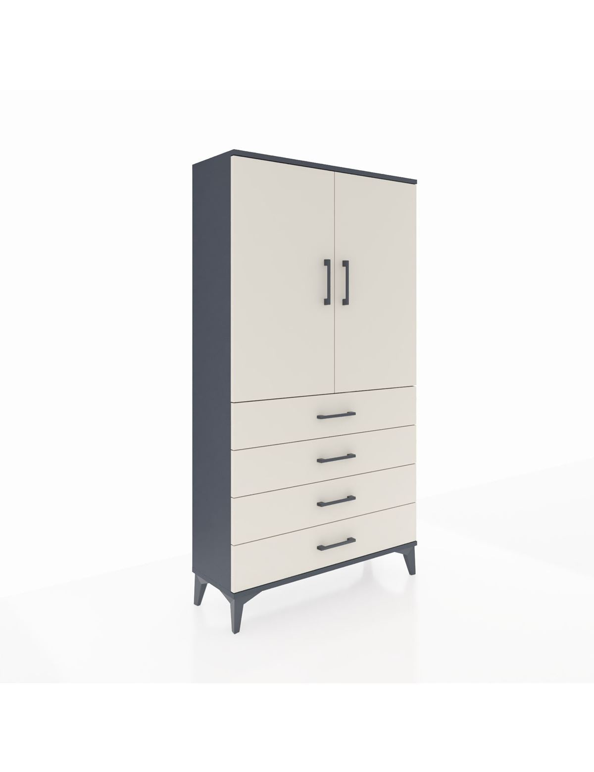 Arges Dolap 3 Raflı 4 Çekmeceli 2 Kapaklı 88x30x163 Antrasit-Aytaşı