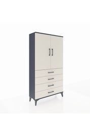 Arges Dolap 3 Raflı 4 Çekmeceli 2 Kapaklı 88x30x163 Antrasit-Aytaşı