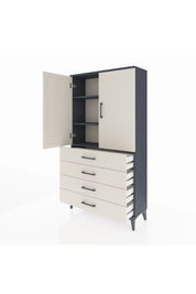 Arges Dolap 3 Raflı 4 Çekmeceli 2 Kapaklı 88x30x163 Antrasit-Aytaşı