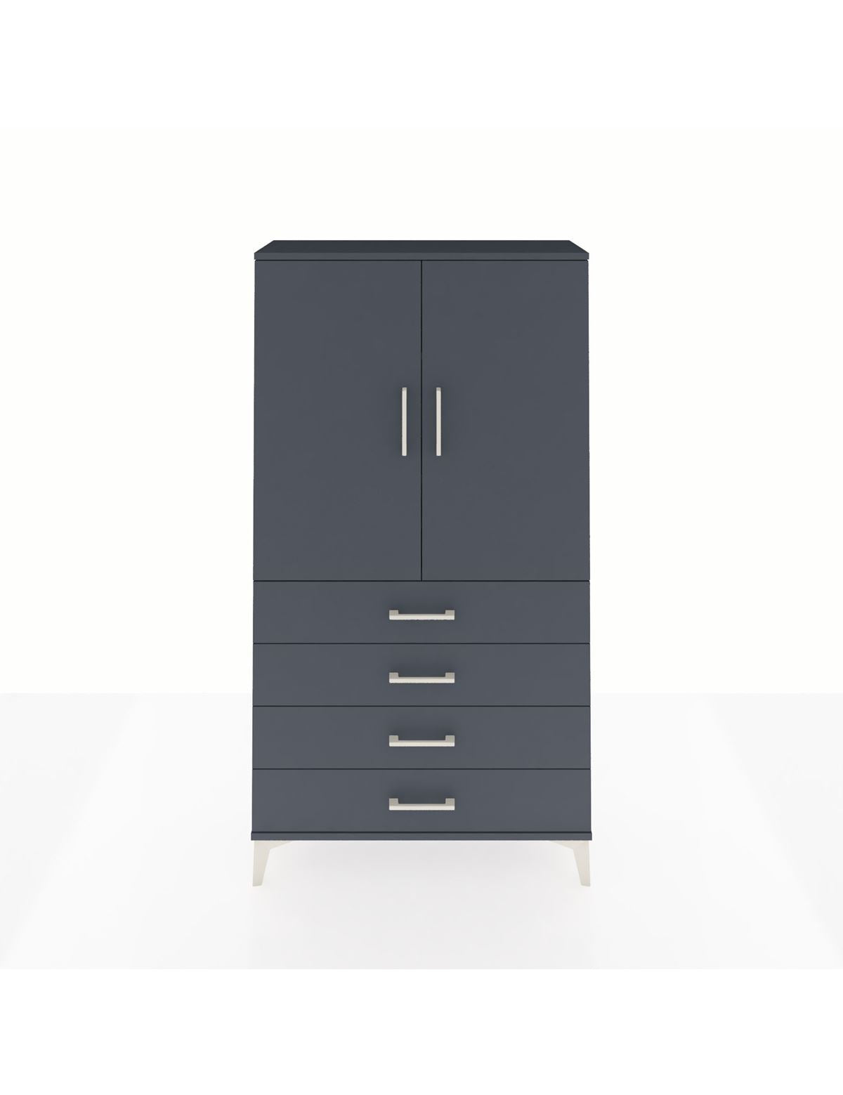 Arges Dolap 3 Raflı 4 Çekmeceli 2 Kapaklı 88x30x163 Antrasit-Antrasit