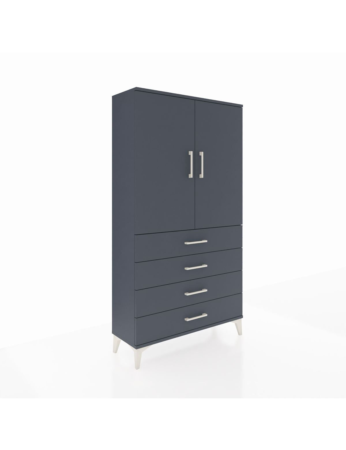 Arges Dolap 3 Raflı 4 Çekmeceli 2 Kapaklı 88x30x163 Antrasit-Antrasit