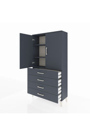 Arges Dolap 3 Raflı 4 Çekmeceli 2 Kapaklı 88x30x163 Antrasit-Antrasit