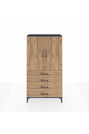 Arges Dolap 3 Raflı 4 Çekmeceli 2 Kapaklı 88x30x163 Antrasit-Çam