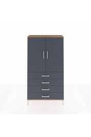 Arges Dolap 3 Raflı 4 Çekmeceli 2 Kapaklı 88x30x163 Çam-Antrasit