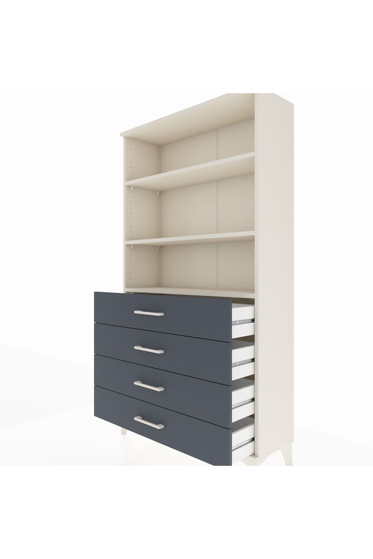 Arges Dolap 3 Raflı 4 Çekmeceli 88x30x163 Aytaşı-Antrasit