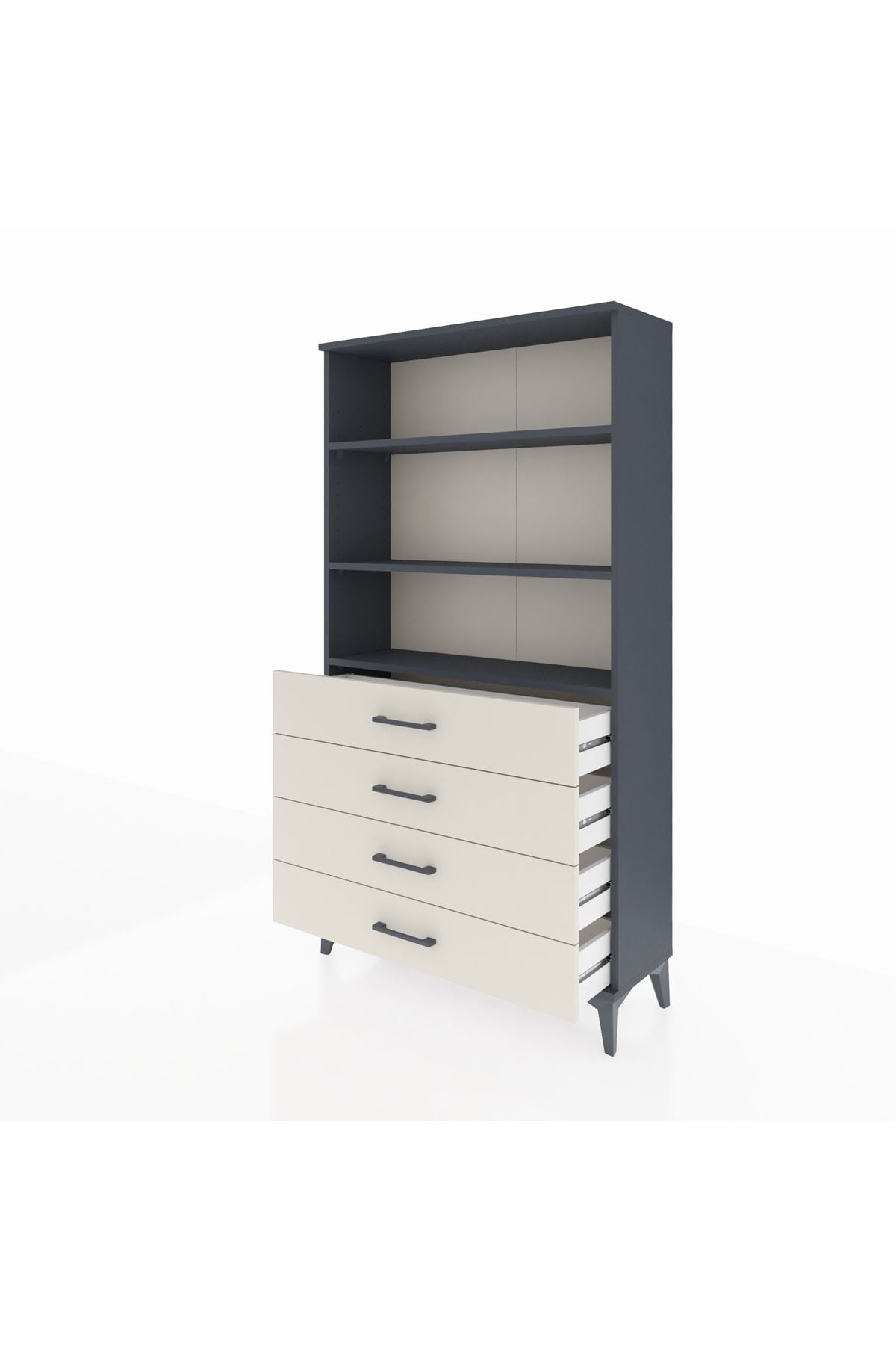 Arges Dolap 3 Raflı 4 Çekmeceli 88x30x163 Antrasit-Aytaşı